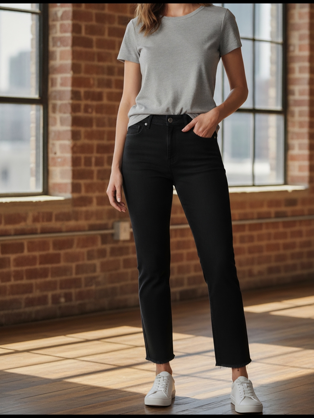 Old Navy Black Straight Crop Jeans